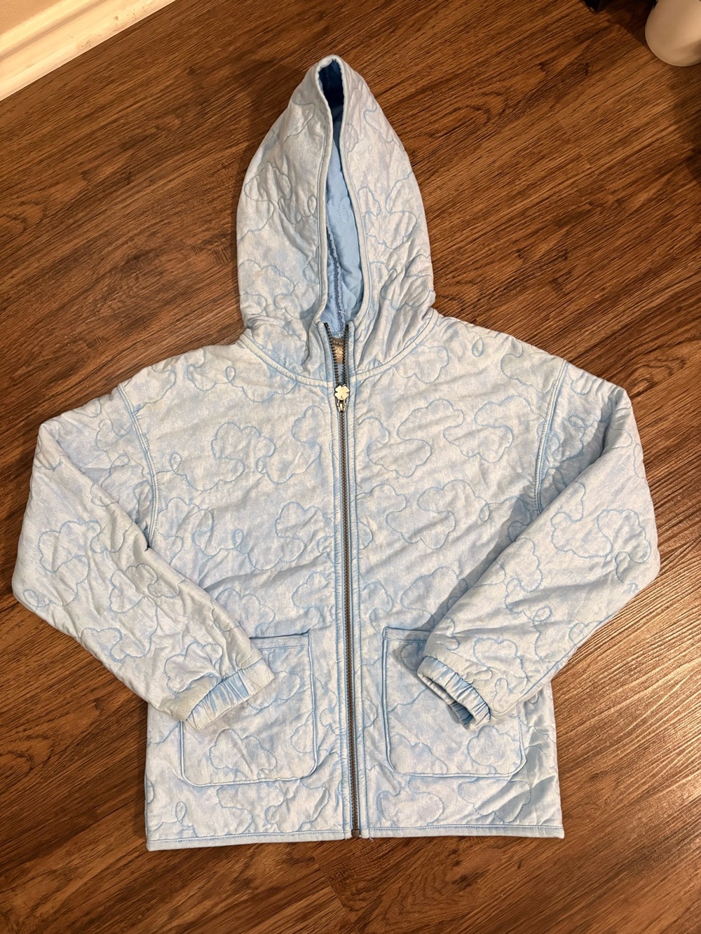 Kid's Lucky Brand Baby Blue Cloudy Quilt Zip-Up Jacket Size Large (14/16)